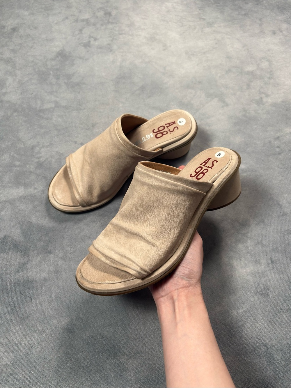 A.S.98 Lior  Brown Leather Y2K Avantgarde Slip On Heel Summer Sandals RRP400$+